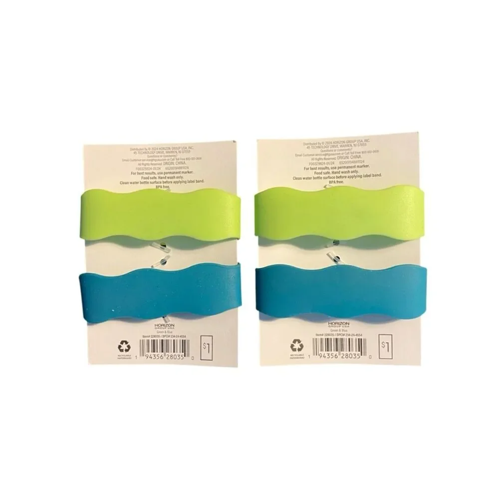 Silicone Label Bands - Lime Green & Teal Blue (2-Pack)